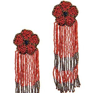 Statement Beaded Floral Drop Tassel Earring